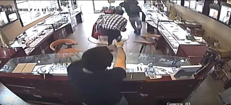 Suspects quickly exit the store after seeing the handgun pointed at them. Store owners pursue. Handguns, in the hands of honest and decent people, turn the tables on criminals and prevent crime and violence every day.